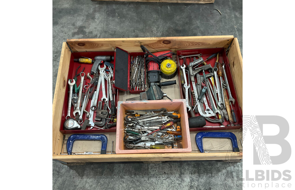 HILTI Hammer Drill with Assorted of  Hand Tools - Drill Bits, Vice, Clamps and More