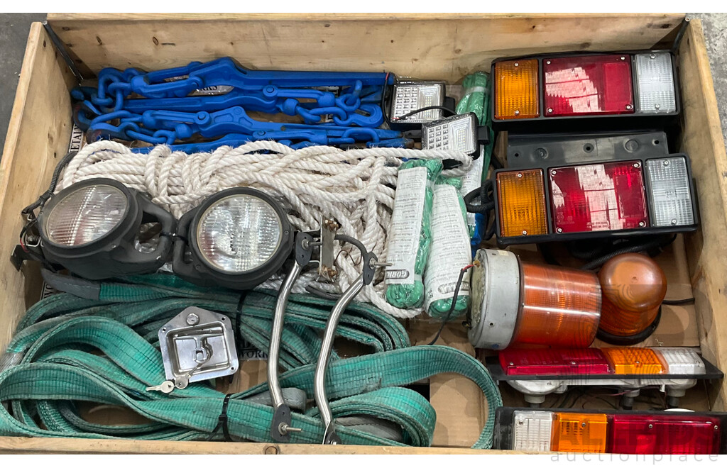 Assorted Truck Gear - Lights , Slings, Rope, Warn Lights and More