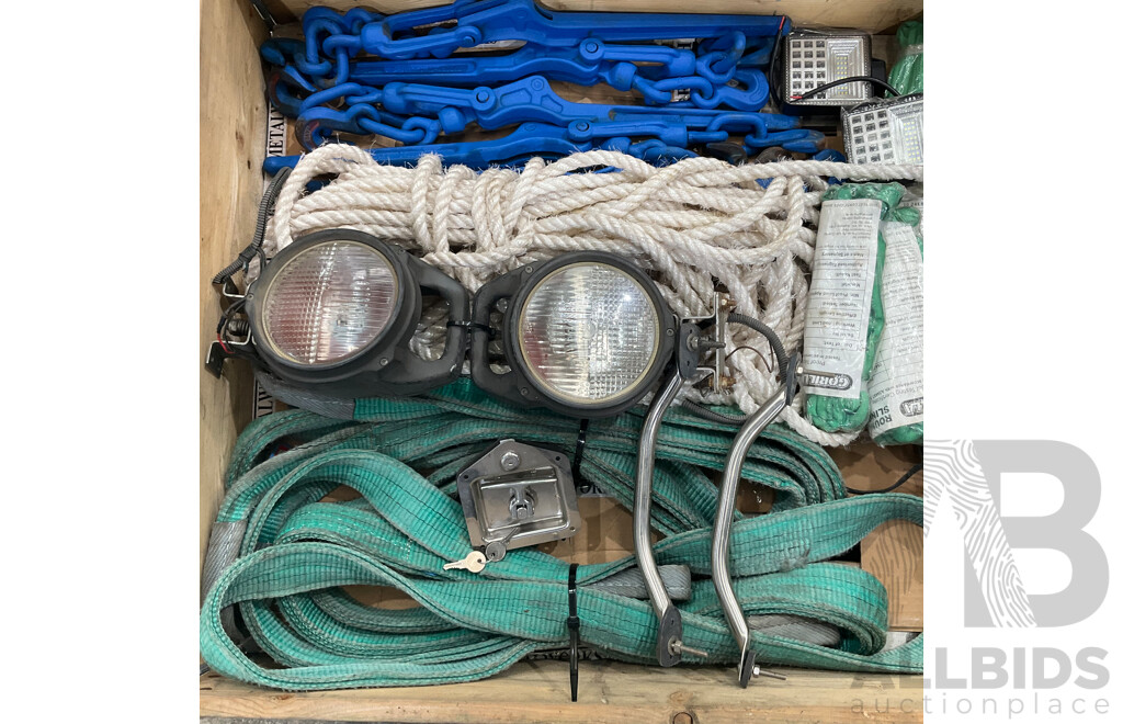 Assorted Truck Gear - Lights , Slings, Rope, Warn Lights and More