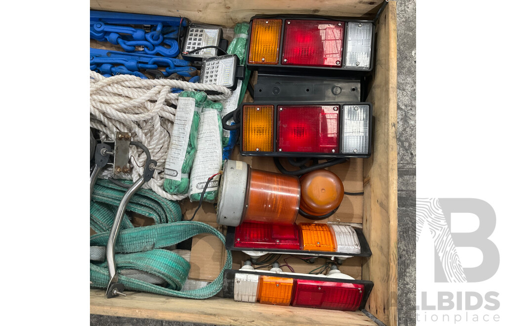 Assorted Truck Gear - Lights , Slings, Rope, Warn Lights and More