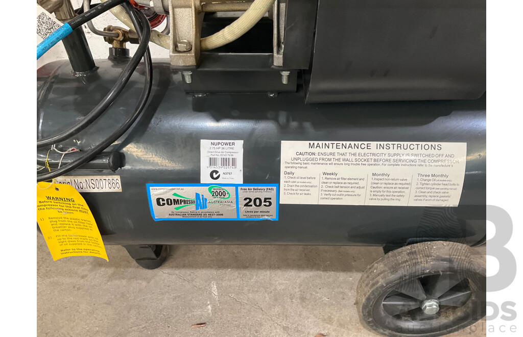 NUPOWER 2.75HP 36L Direct Drive Air Compressor