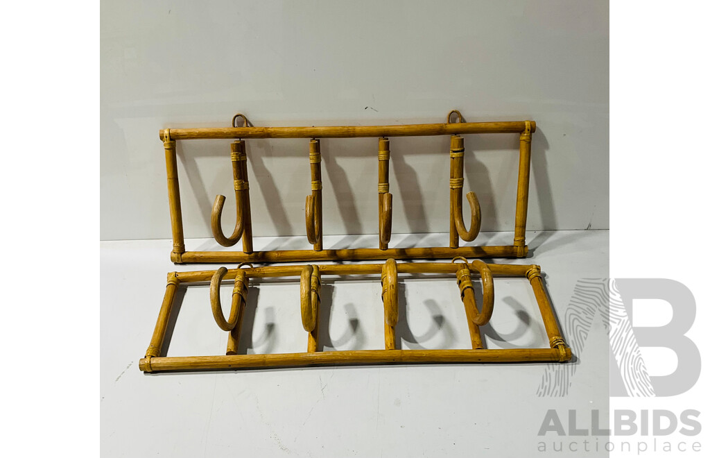 Pair of Wall Mounted Cane Coat Hooks