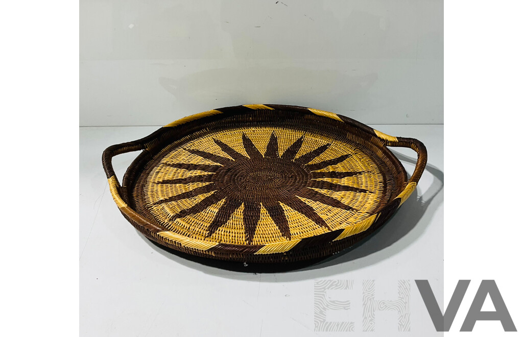 Wonderful Vintage Hand Woven Buka Basket, Papua New Guinea, 42 x 42 cm (diameter Across)