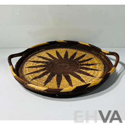 Wonderful Vintage Hand Woven Buka Basket, Papua New Guinea, 42 x 42 cm (diameter Across)