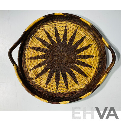 Wonderful Vintage Hand Woven Buka Basket, Papua New Guinea, 42 x 42 cm (diameter Across)