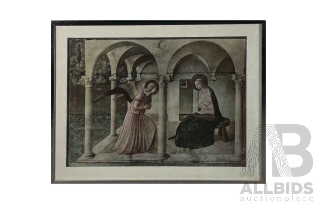 Fra Angelico (Italian, 1438-1445), L'Annunciazione (^The Annunciation), Framed Vintage Poster Print of Original Renaissance Fresco, 51 x 66 cm (frame)