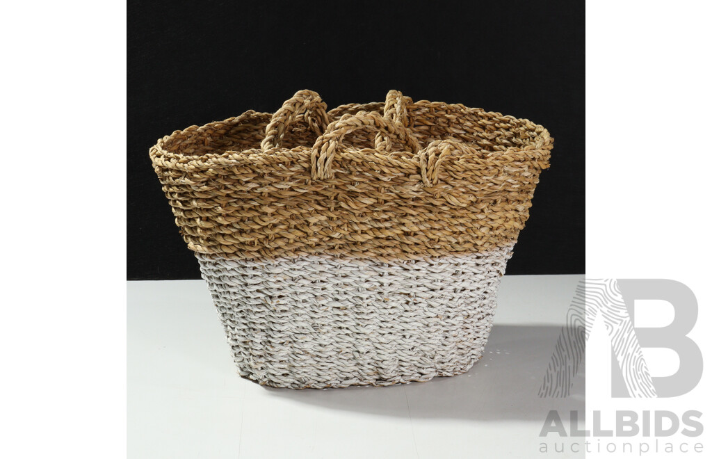 Vintage Tin Wash Tub Along with Two Vintage Fibre Baskets