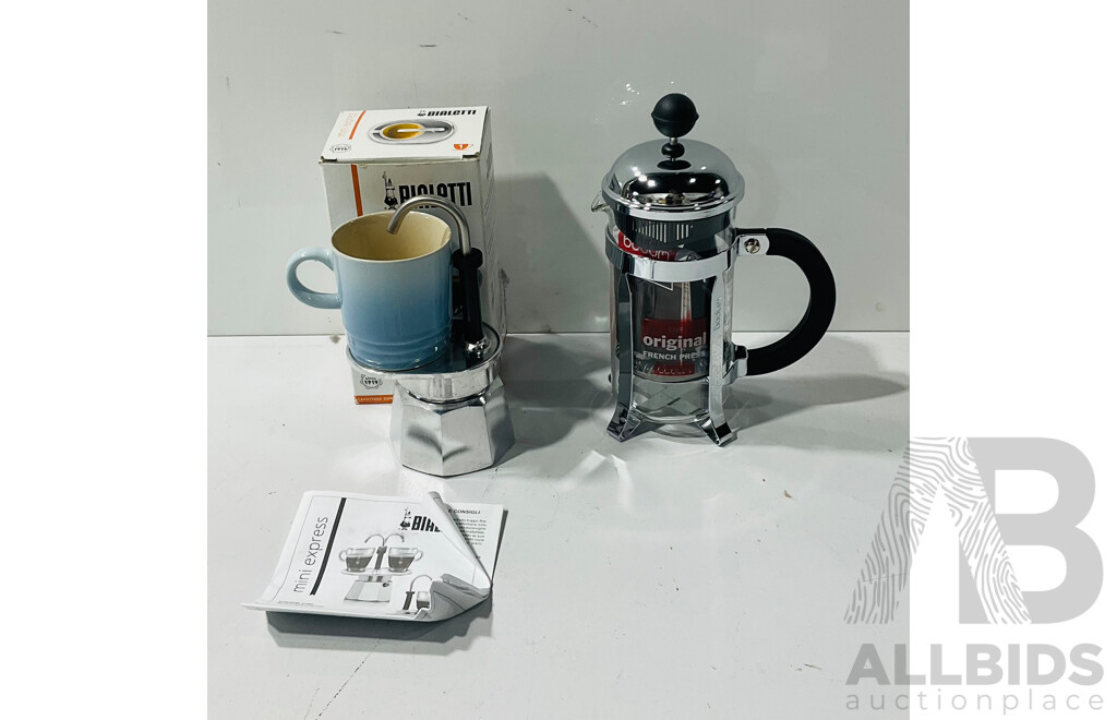 Bodum Chambord French Press Coffee Maker and Bialetti Mini Express Espresso Maker
