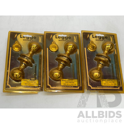 Legge Brass Mortice Furniture Locks - Lot of 3