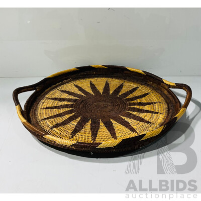Wonderful Vintage Hand Woven Buka Basket, Papua New Guinea, 42 x 42 cm (diameter Across)