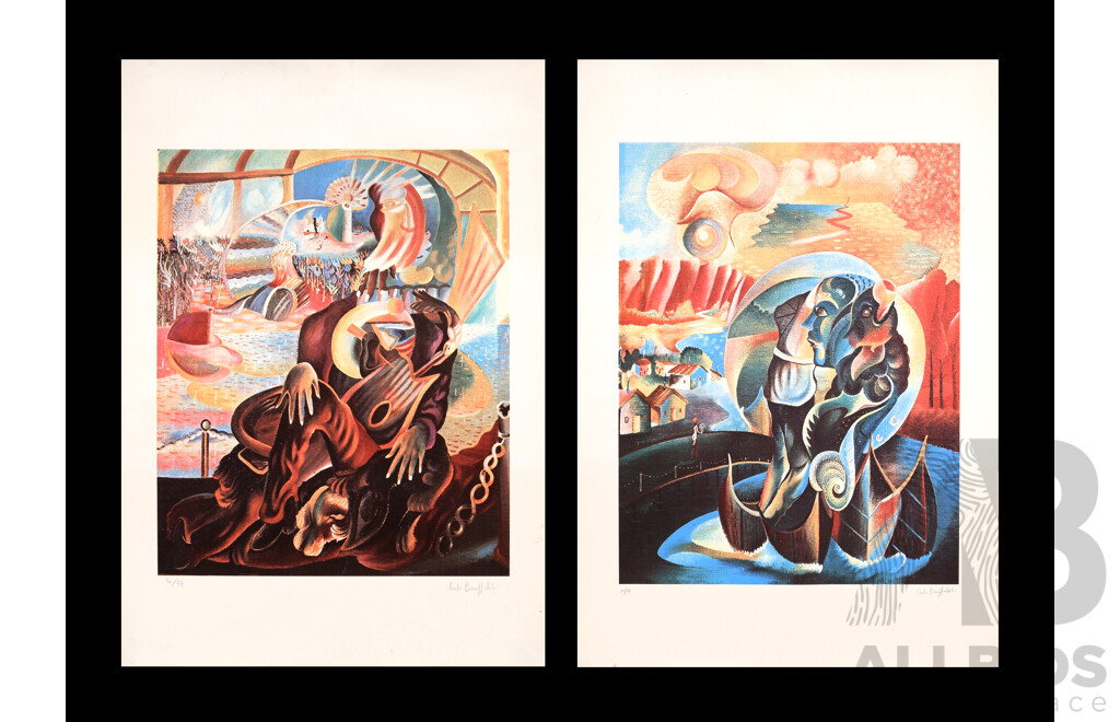 Carlo Barufaldi, (20th Century, Italian, 1934-), Untitled - Dreamscape I & II, Vintage Colour Serigraphs of Original Oils, Hand Signed & Editioned, 52 x 40 cm (images)(2)