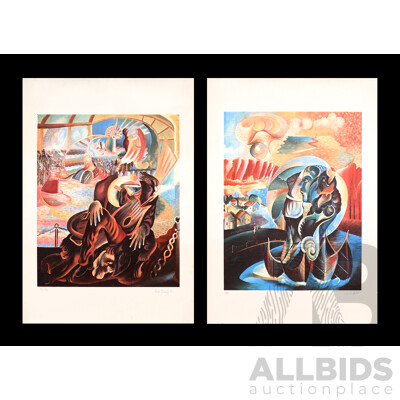 Carlo Barufaldi, (20th Century, Italian, 1934-), Untitled - Dreamscape I & II, Vintage Colour Serigraphs of Original Oils, Hand Signed & Editioned, 52 x 40 cm (images)(2)