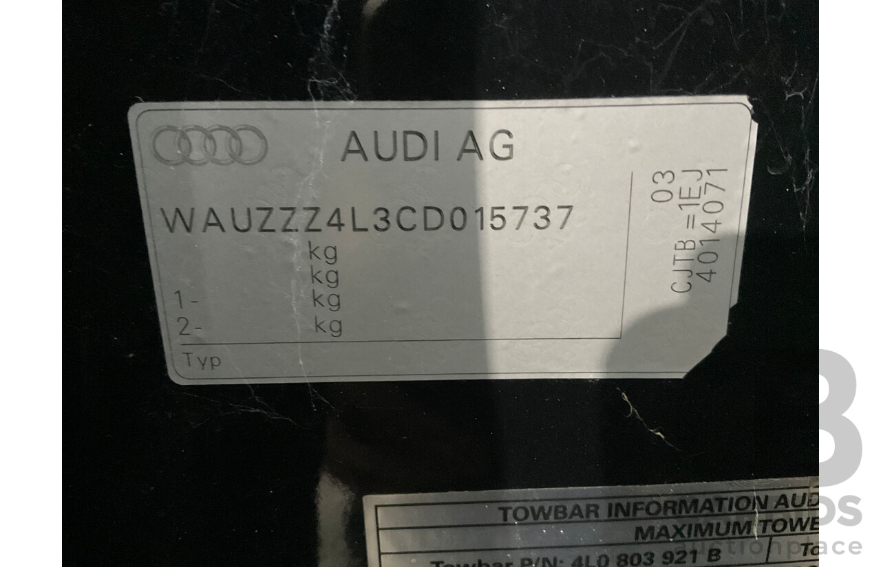 01/2012 Audi Q7 3.0 TFSI Quattro MY12 4d Wagon Orca Black Metallic Supercharged V6 3.0L