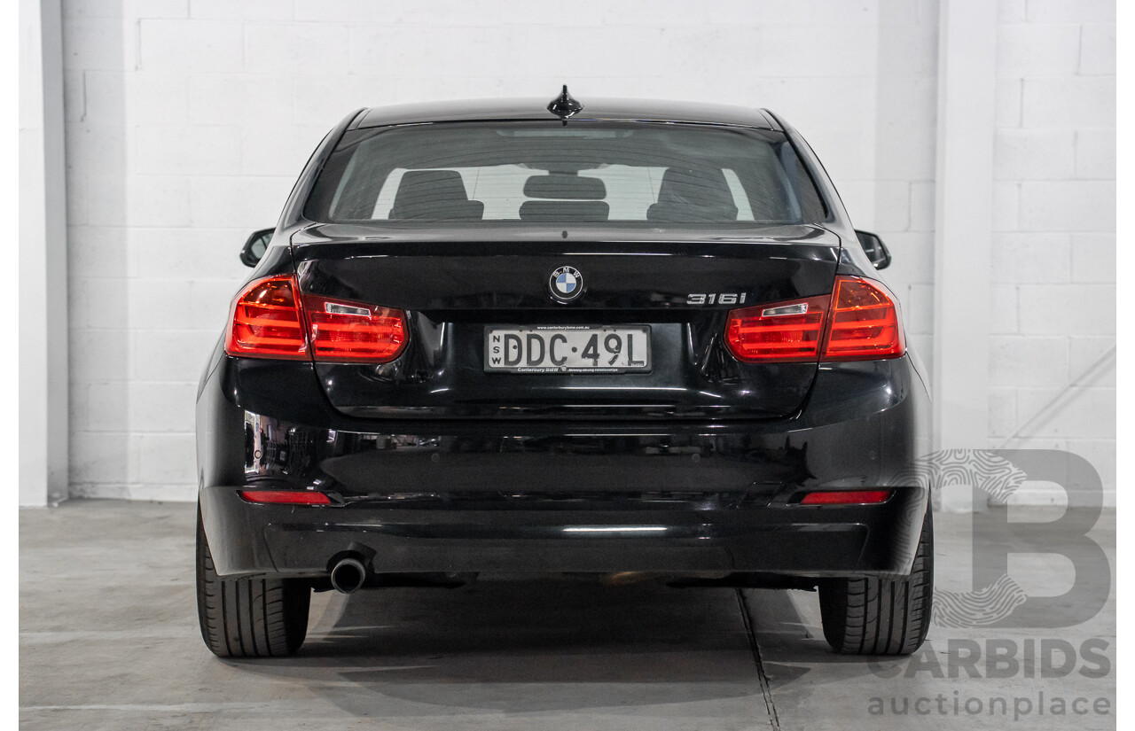 8/2014 BMW 316i F30 MY14 4d Sedan Schwarz Black II Turbo 1.6L