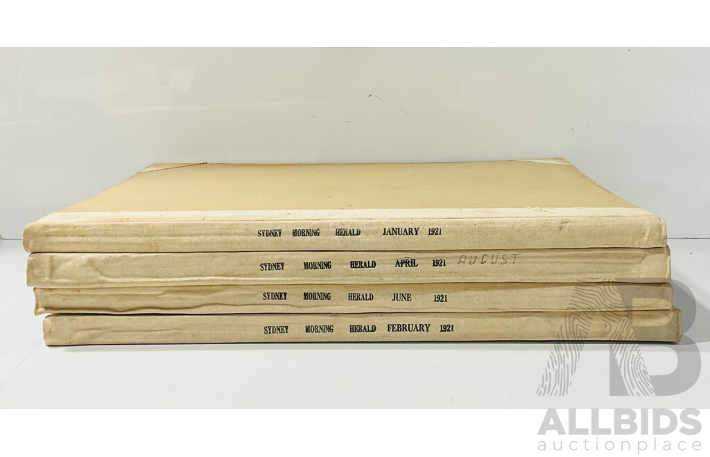 Collection Four Antique Bound Sydney Morning Herald NewspapersComprising Jan, Feb, April & June,