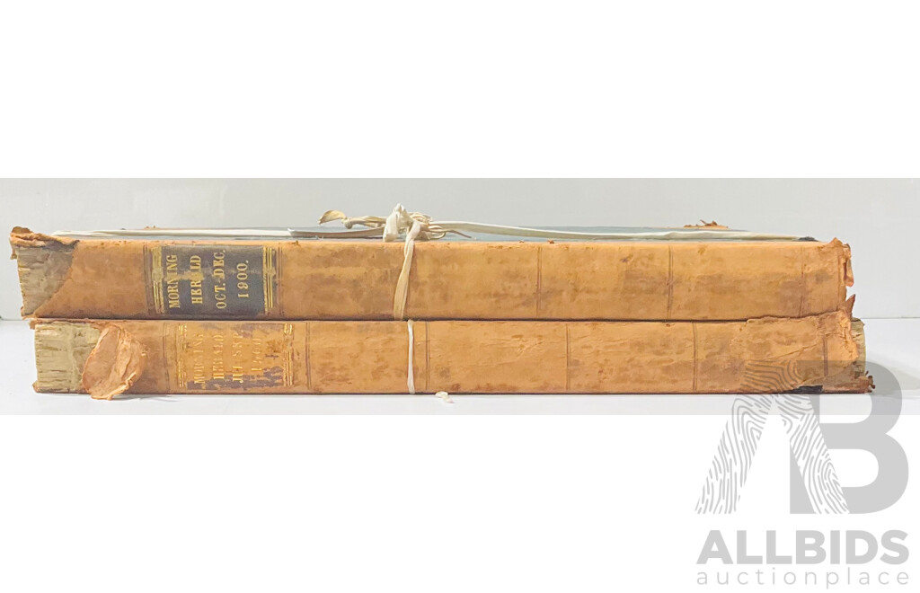 Two  Antique Bound Sydney Morning Herald Newspapers of Boer War Interest Comprising July- Sept, Oct- Dec 1900