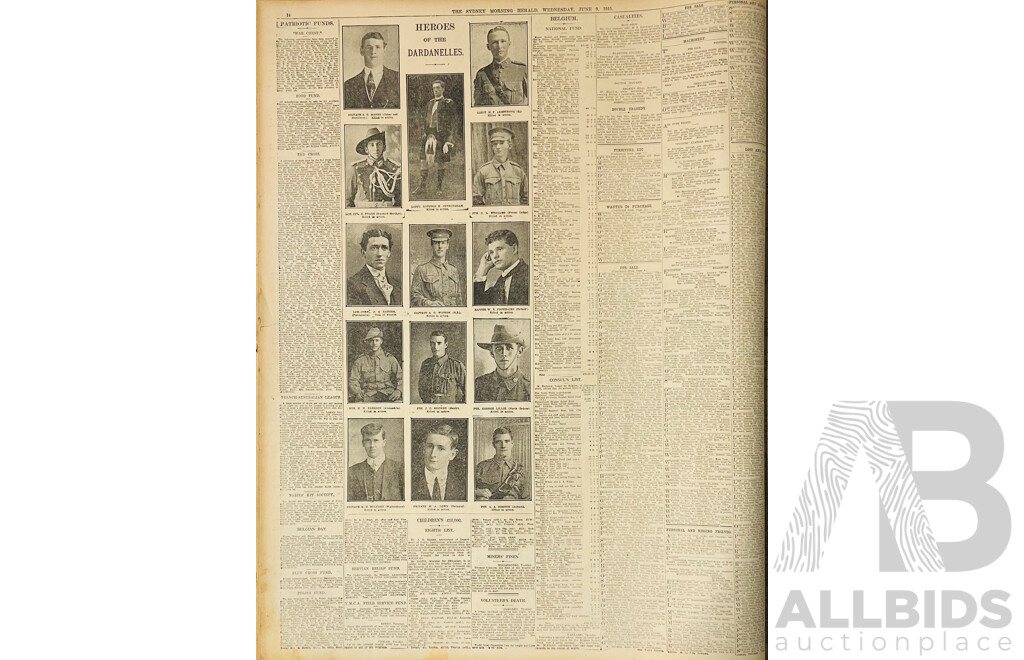 Collection Four Antique Bound Sydney Morning Herald Newspapers Comprising April 1906, October 1907, July 1908 & Feb 1909