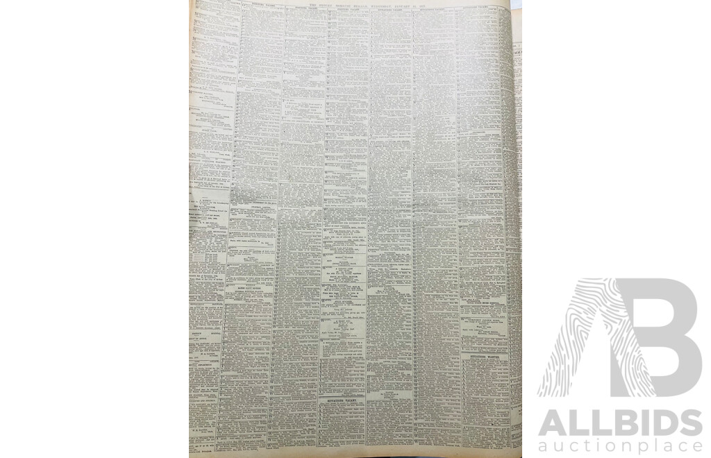 Collection Five Antique Bound Sydney Morning Herald Newspapers Comprising Jan, Feb, March, April, May 1925