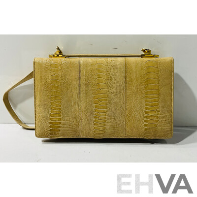 Pair of Handbags Including Snake Leather Example by Cape Cobra and Leather Handbag by Jade in London as Well as Beige Eel Skin Wallet