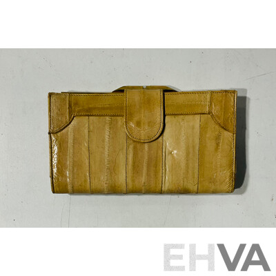 Pair of Handbags Including Snake Leather Example by Cape Cobra and Leather Handbag by Jade in London as Well as Beige Eel Skin Wallet