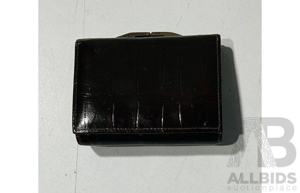 Vintage Crocodile Leather Handbag and Wallet with Kangaroo Skin Lining by H. Stevens