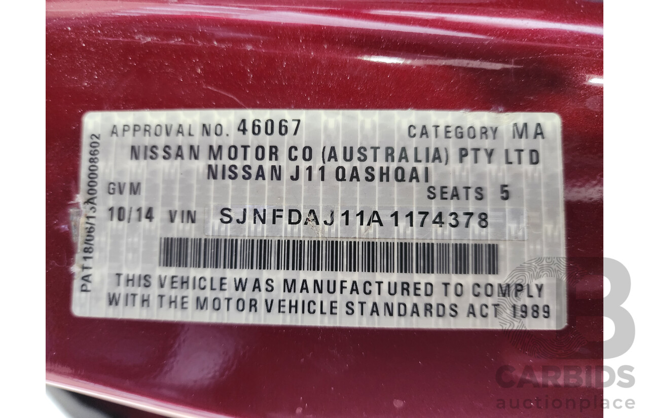 10/2014 Nissan Qashqai TL J11 4d Wagon Red 1.6L