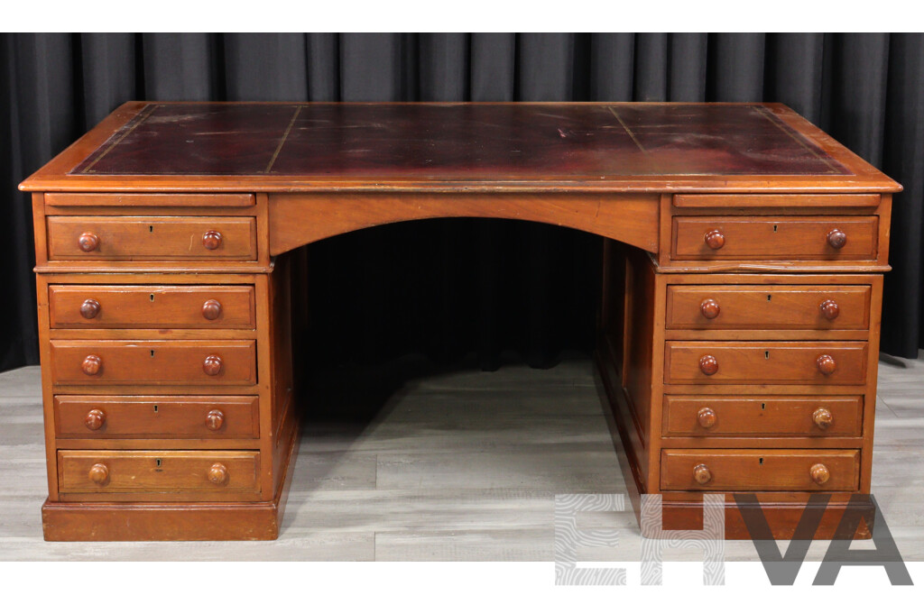 Vintage Cedar Twin Pedestal Partners Desk