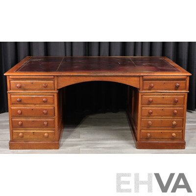 Vintage Cedar Twin Pedestal Partners Desk