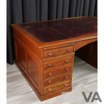 Vintage Cedar Twin Pedestal Partners Desk
