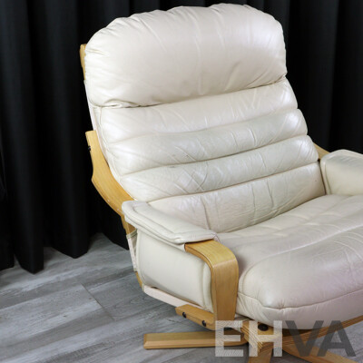 Tessa Swivel Armchair with Cream Leather Upholstery