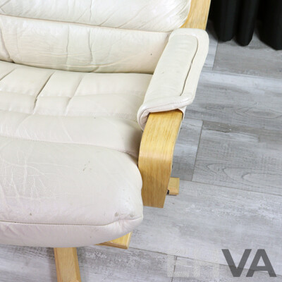 Tessa Swivel Armchair with Cream Leather Upholstery