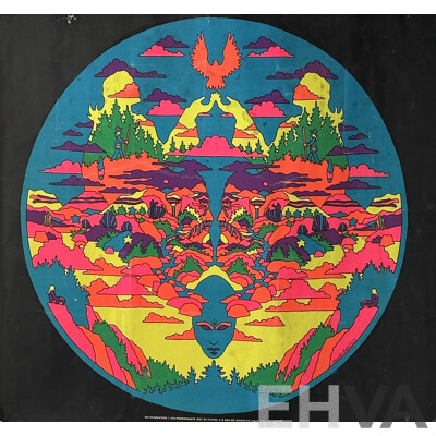 Set of Three Artworks - Watercolour by P. Bright; Ltd Ed Australian Orchid Screenprint & 1972 Howard Bernstein 856 Headwaters Vintage Blacklight Headshop Poster, (3)