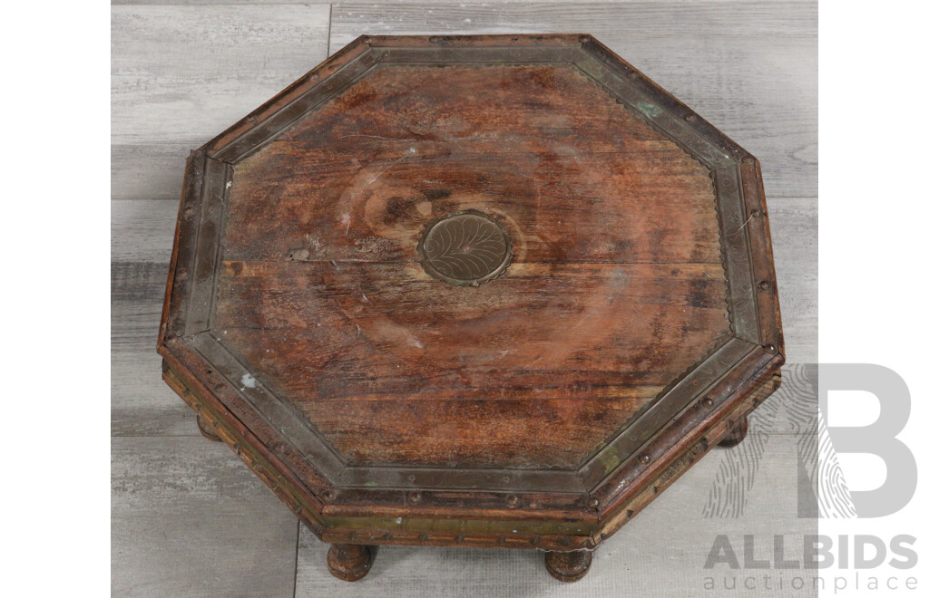 Antique Small Indian Octagonal Wooden Pot Stand