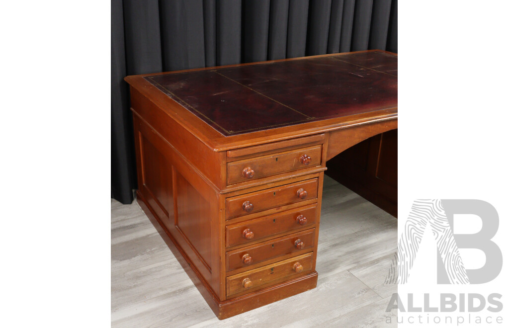 Vintage Cedar Twin Pedestal Partners Desk