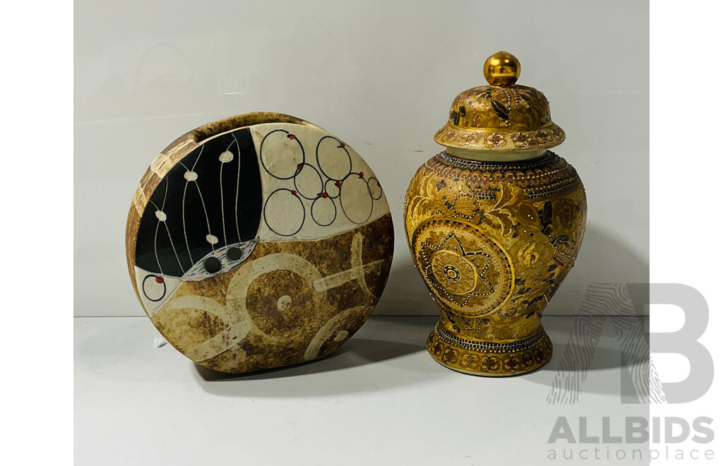 Studio Pottery Vase with Satsuma-style Ginger Jar