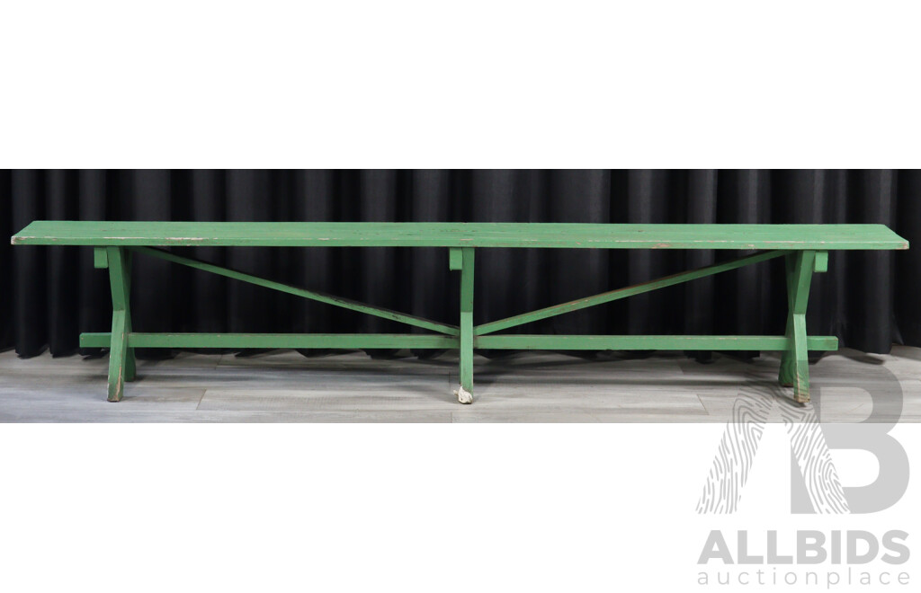 Pair of Outdoor Green Timber Park Benches