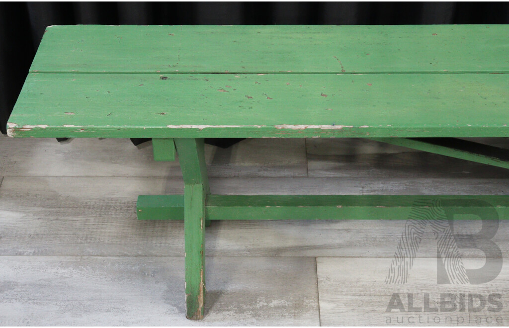 Pair of Outdoor Green Timber Park Benches