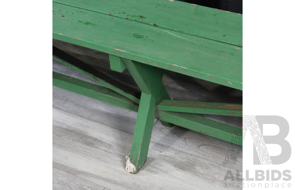 Pair of Outdoor Green Timber Park Benches