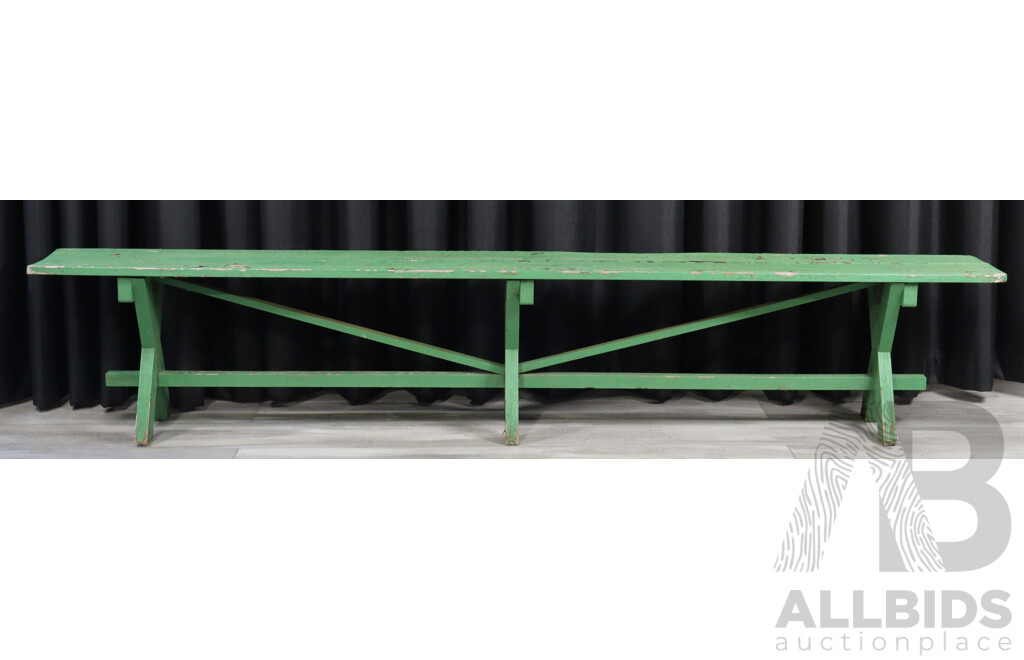 Pair of Outdoor Green Timber Park Benches