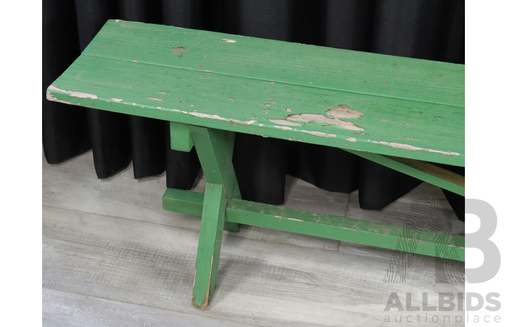 Pair of Outdoor Green Timber Park Benches