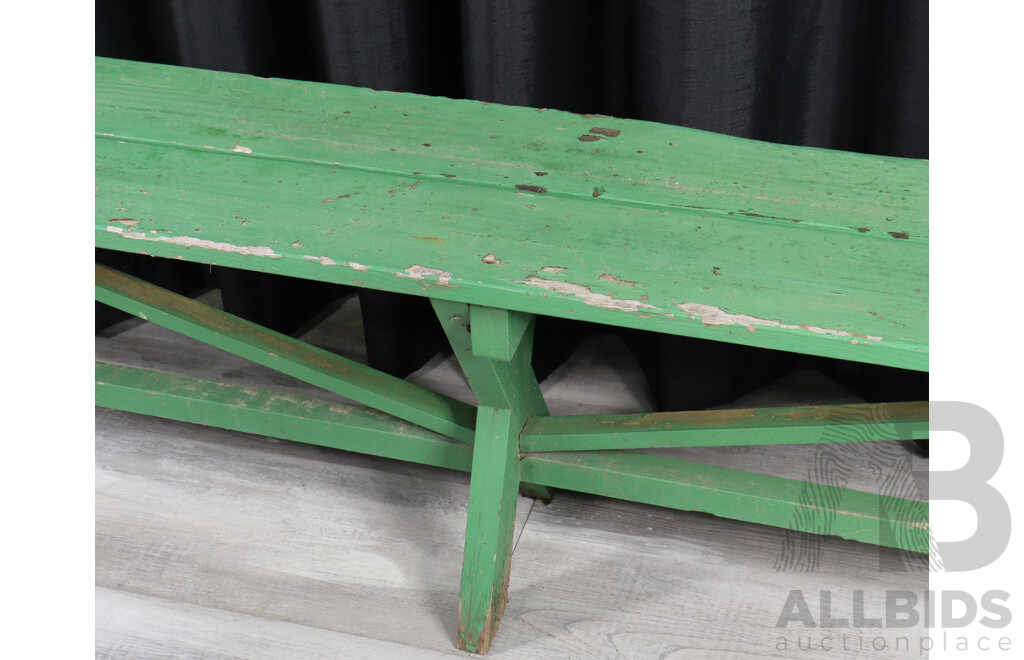 Pair of Outdoor Green Timber Park Benches