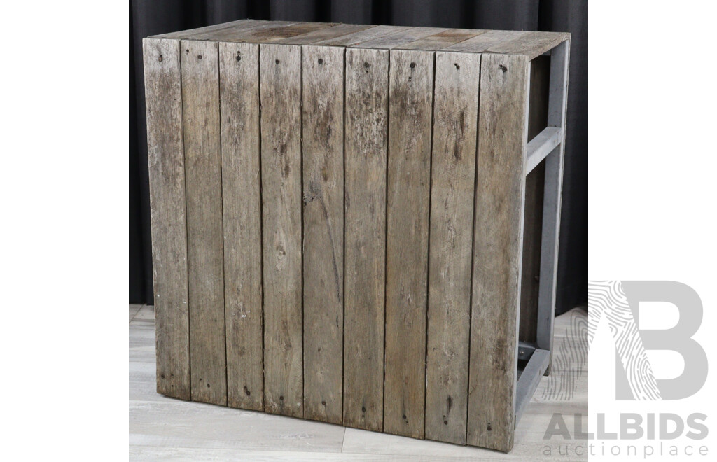 Rustic Timber Outdoor Bar with Metal Frame