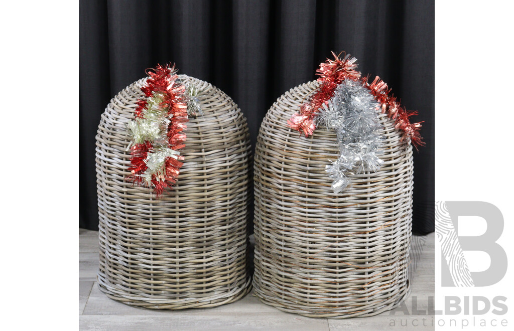 Pair of Rattan Ceiling Pendants
