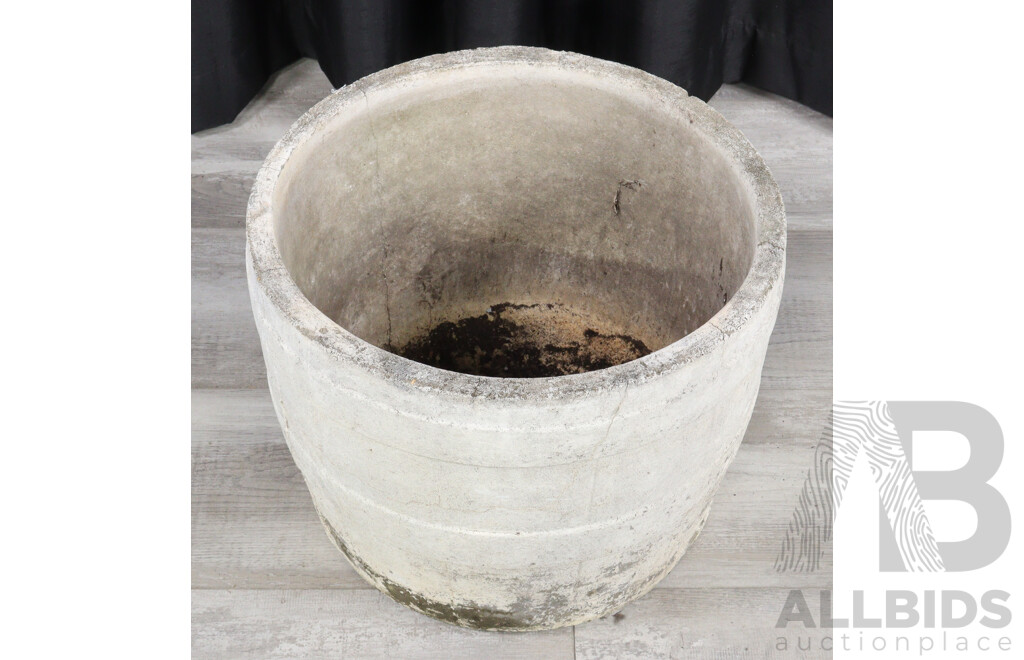 Pair of Large Round Concrete Garden Pots