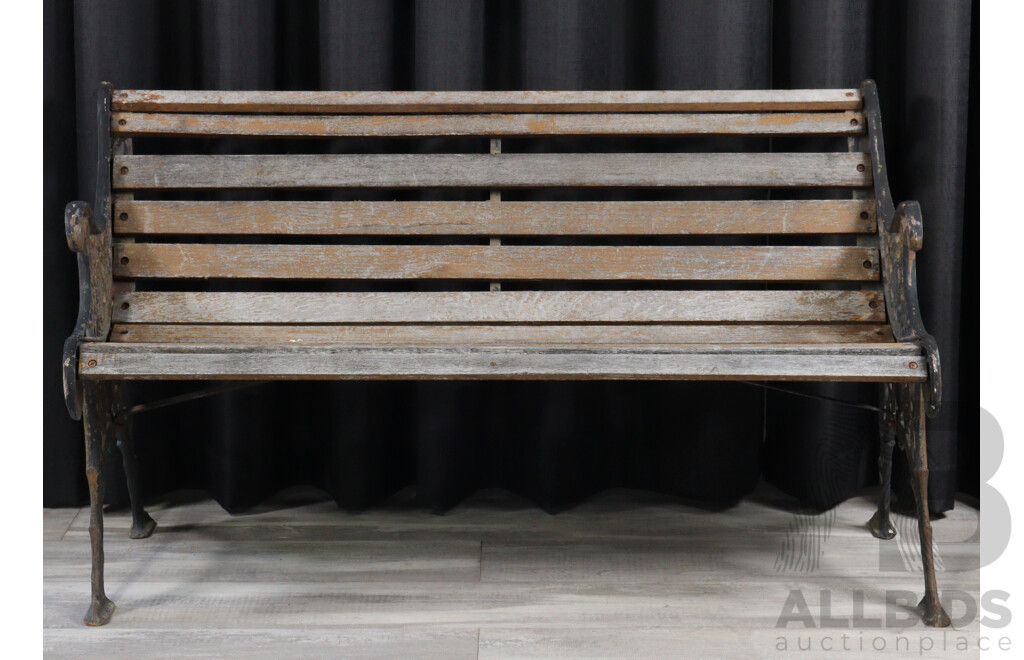 Vintage Outdoor Cast Iron Garden Bench