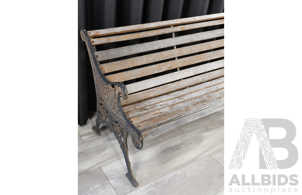 Vintage Outdoor Cast Iron Garden Bench