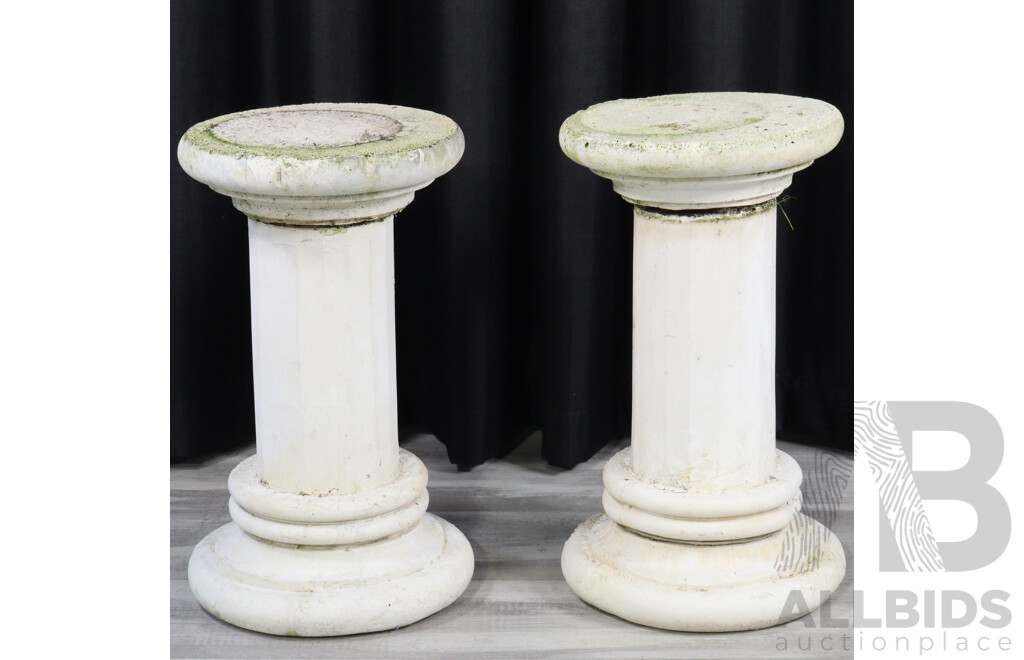 Pair of Concrete Garden Single Pedestal Columns