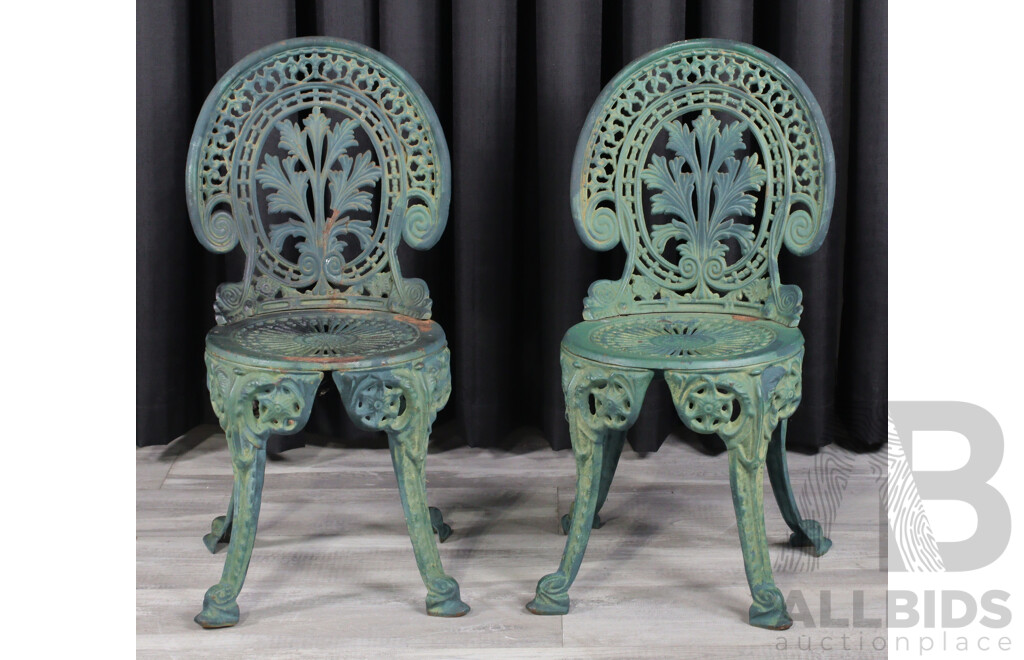 Pair of Victorian Cast Iron Garden Chairs