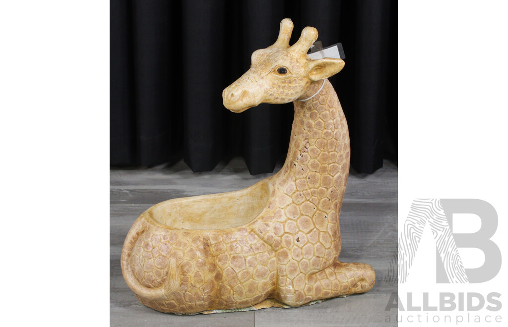 Vintage Concrete Giraffe Form Water Feature