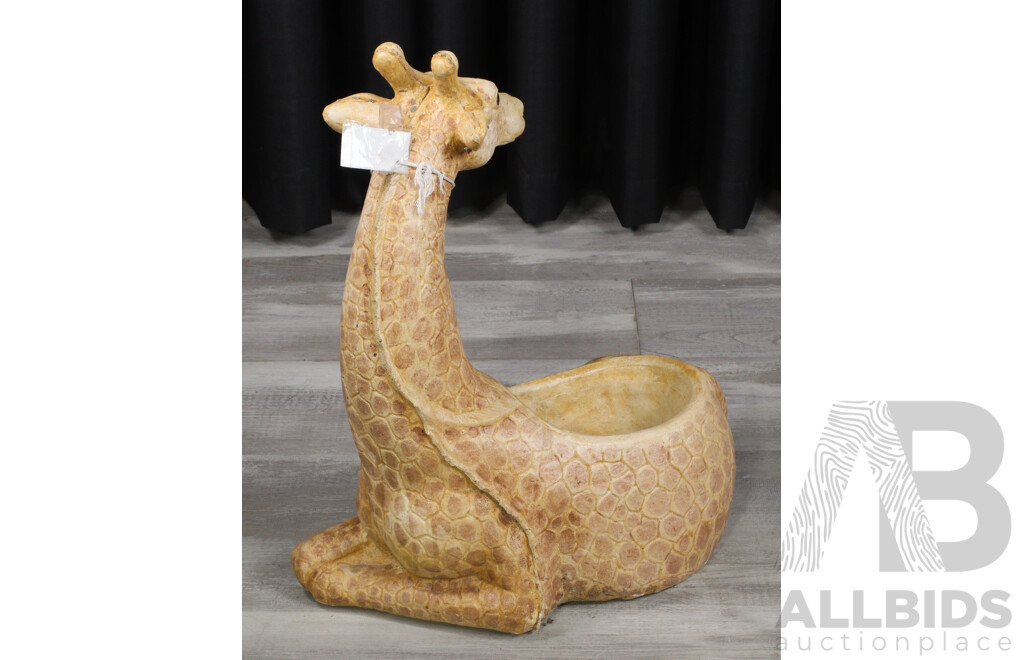 Vintage Concrete Giraffe Form Water Feature